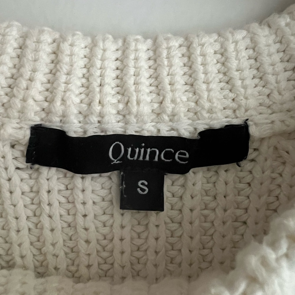 Quince 100% Organic Cotton Fisherman Crew Sweater Ivory small - Picture 2 of 13